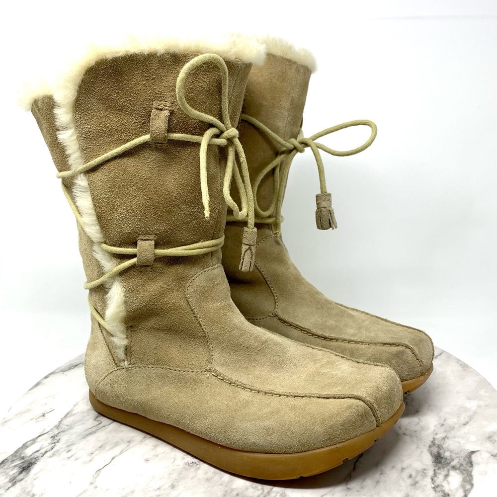 Earth Kalso Mirage Beaver Suede Fur Lined Boots 5 Après-Ski Comfort Cozy Warm